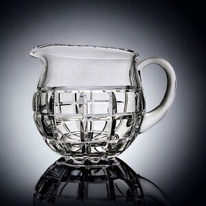 Vintage Molded Clear Glass Pitcher Geometric Pattern Jug Applied Handle